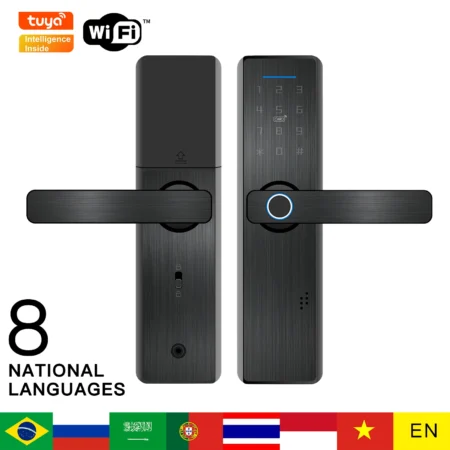 Smart Door Lock with Biometric Fingerprint - Card, Password, and Key Unlock