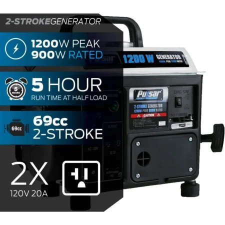 Generator with Carrying Handle - 1200W Portable Gas - Image 2