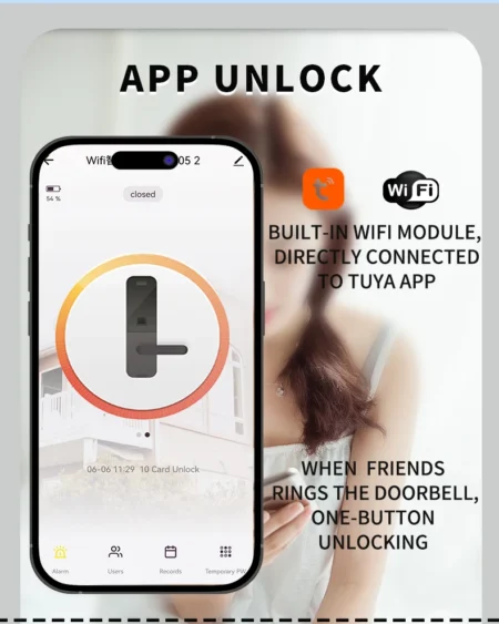 Smart Door Lock with Biometric Fingerprint - Card, Password, and Key Unlock - Image 10